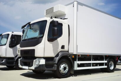 A clean, secure temperature-controlled delivery van parked.